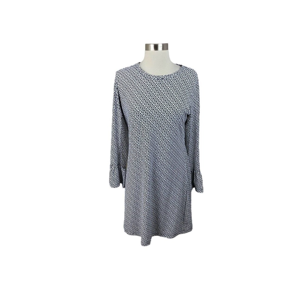 Ibkul Black White Long Sleeve Mesh Bell Sleeve Sun Protection Dress Size M